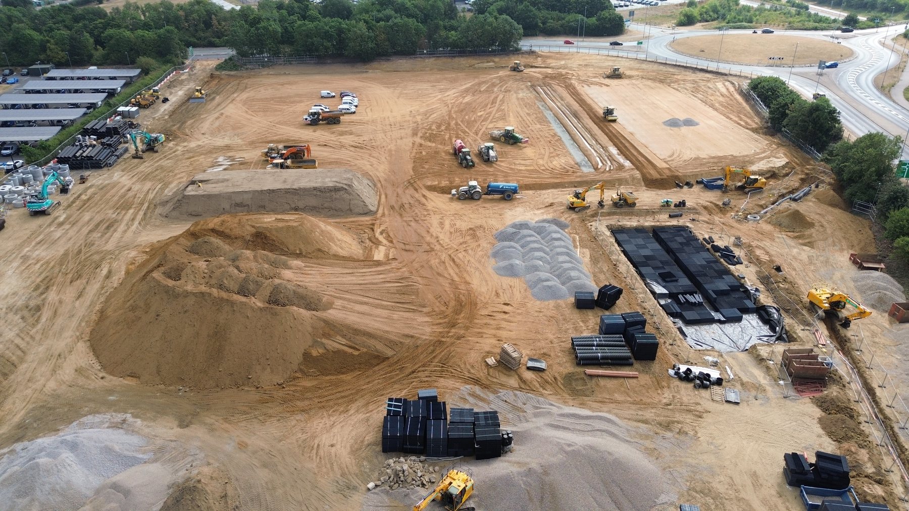 Earthworks progressing across a large development site