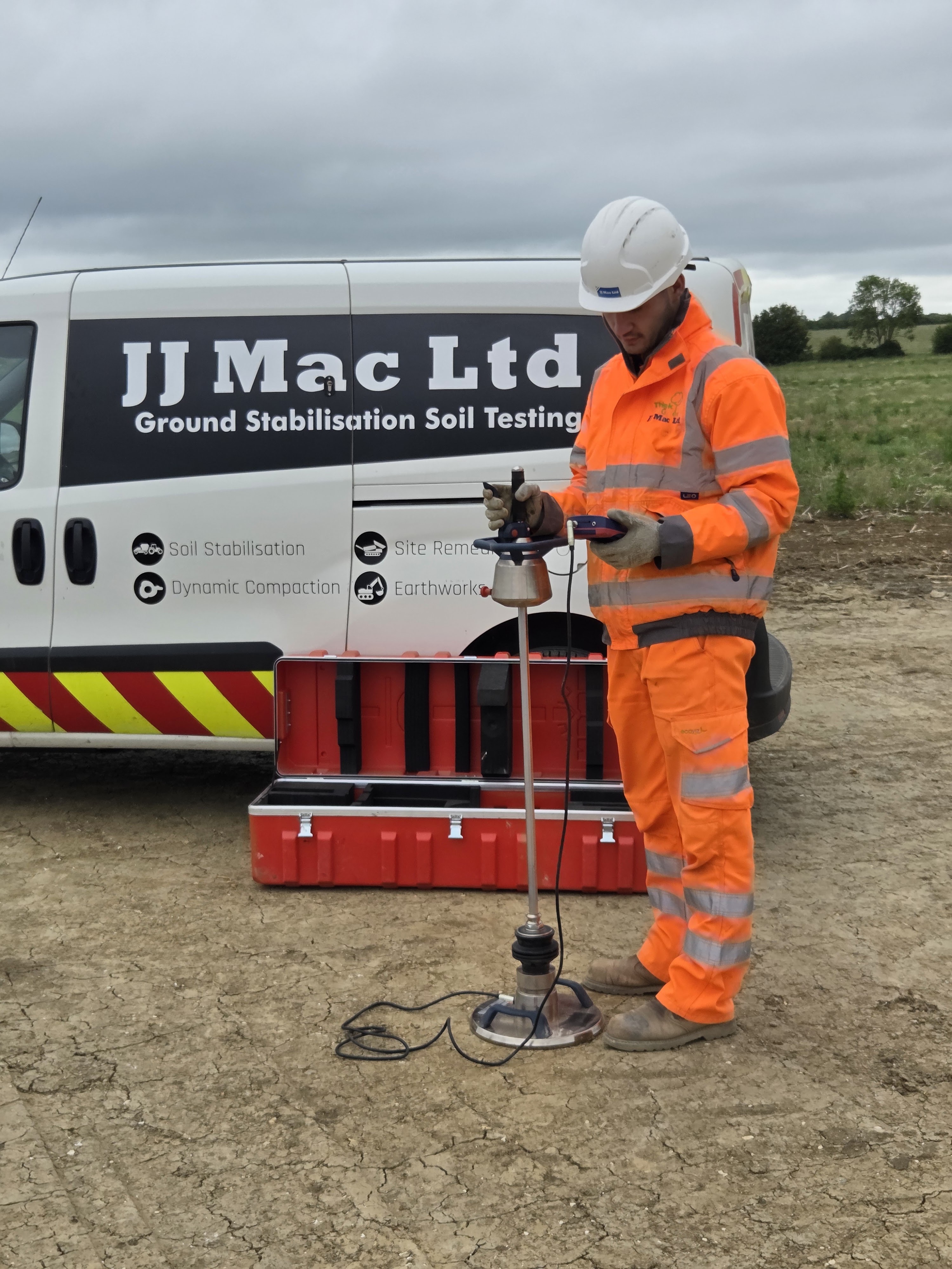 JJMac technician carrying out ground testing on site