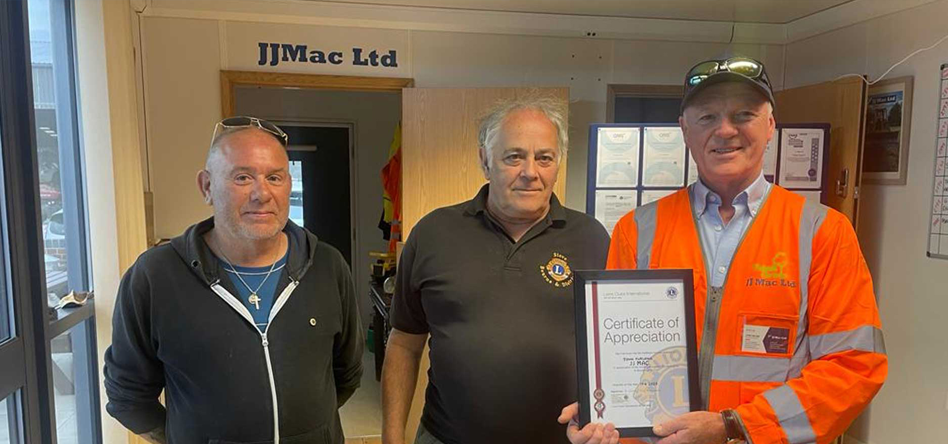 Certificate of Appreciation for JJMac